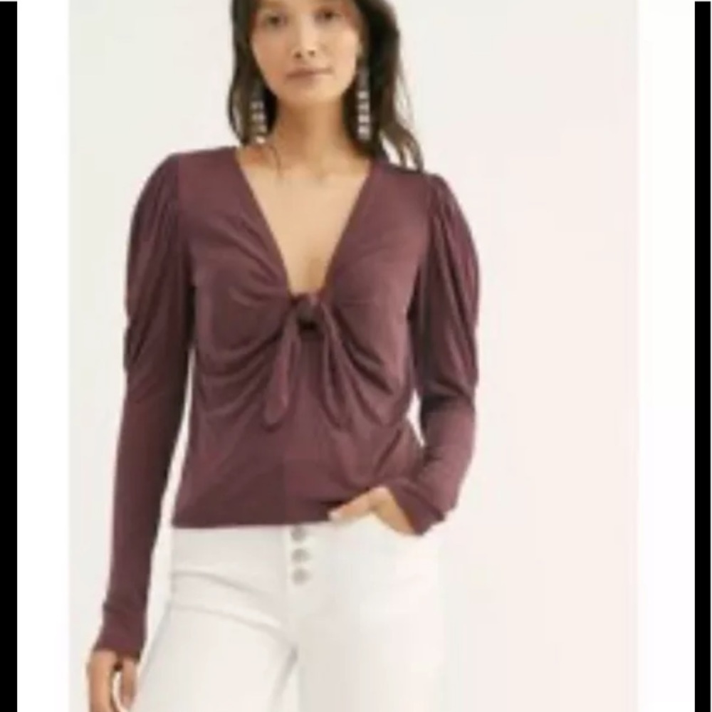 NWT Free People knot tie front ribbed jersey Large